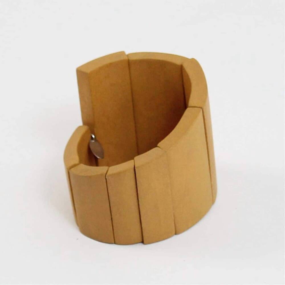 NEW SYLCA DESIGNS women's round wooden geometric bracelet in yellow
